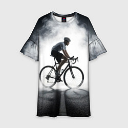 Платье клеш для девочки На дорожном велосипеде в дыму, цвет: 3D-принт