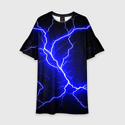 Платье клеш для девочки Color blue black, цвет: 3D-принт