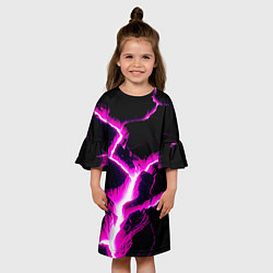 Платье клеш для девочки Color pink black, цвет: 3D-принт — фото 2