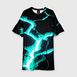 Платье клеш для девочки Color light blue black, цвет: 3D-принт