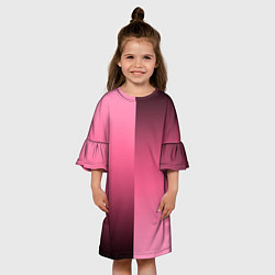 Платье клеш для девочки Розовый с затемнением градиент пополам, цвет: 3D-принт — фото 2