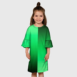 Платье клеш для девочки Чёрно-зелёный градиент пополам, цвет: 3D-принт — фото 2
