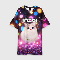 Платье клеш для девочки Inzoi кошечка и логотип, цвет: 3D-принт