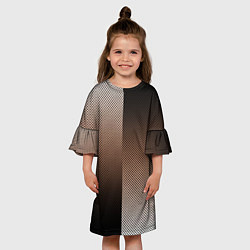 Платье клеш для девочки Чёрно-коричневый текстурный градиент пополам, цвет: 3D-принт — фото 2