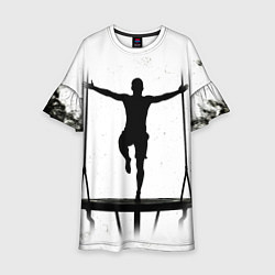 Платье клеш для девочки Прыжки на батуте черно-белое, цвет: 3D-принт