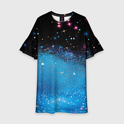 Детское платье Синяя текстура из блестящих звездочек