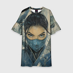 Платье клеш для девочки Китана крупный портрет, цвет: 3D-принт