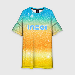 Платье клеш для девочки Inzoi лого и блестки, цвет: 3D-принт