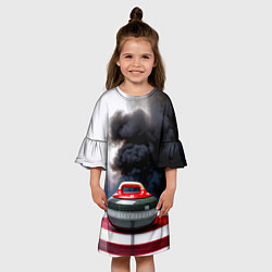 Платье клеш для девочки Камень для кёрлинга в черном дыму, цвет: 3D-принт — фото 2