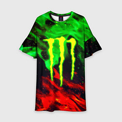 Платье клеш для девочки Monster energy огонь лого, цвет: 3D-принт