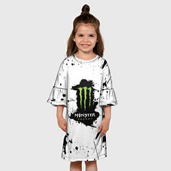 Платье клеш для девочки Monster energy брызги красок, цвет: 3D-принт — фото 2