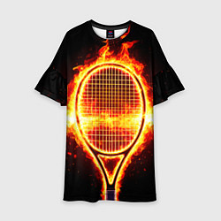 Платье клеш для девочки Теннисная ракетка в огне, цвет: 3D-принт