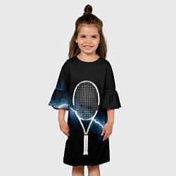 Платье клеш для девочки Теннисная ракетка и молния, цвет: 3D-принт — фото 2
