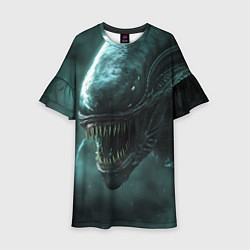 Платье клеш для девочки Чужой в космосе, цвет: 3D-принт