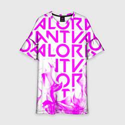 Платье клеш для девочки Valorant розовый огонь, цвет: 3D-принт