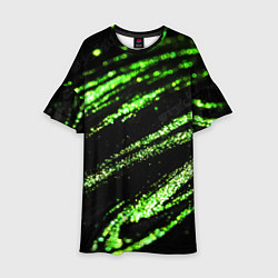 Детское платье Зеленые блестки на черном