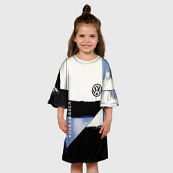 Платье клеш для девочки Volkswagen логотип, цвет: 3D-принт — фото 2