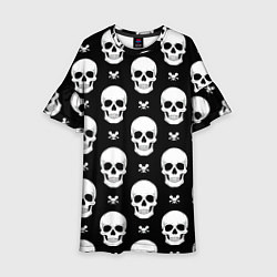 Платье клеш для девочки Черепной фон, цвет: 3D-принт