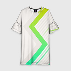 Детское платье Color white line green