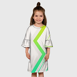 Платье клеш для девочки Color white line green, цвет: 3D-принт — фото 2
