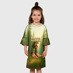 Платье клеш для девочки Brr brr Patapim мем, цвет: 3D-принт — фото 2