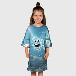 Платье клеш для девочки Смайл Черное зеркало, цвет: 3D-принт — фото 2