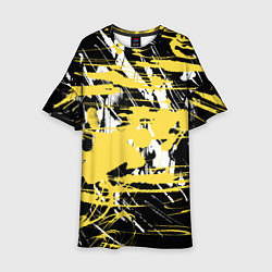 Платье клеш для девочки Желтая краска на черном, цвет: 3D-принт