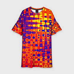 Платье клеш для девочки Пламенный сочный оранжево-синий, цвет: 3D-принт