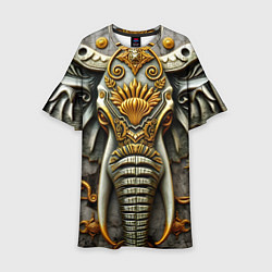 Платье клеш для девочки Объемный слон, цвет: 3D-принт