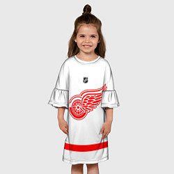 Платье клеш для девочки Detroit Red Wings white, цвет: 3D-принт — фото 2
