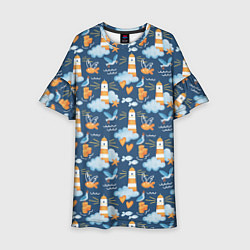 Платье клеш для девочки Маяк в облаках, цвет: 3D-принт