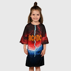 Платье клеш для девочки ACDC лого и молнии, цвет: 3D-принт — фото 2