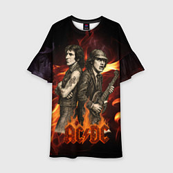 Детское платье ACDC на фоне огня