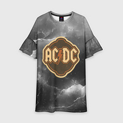 Платье клеш для девочки ACDC ретро логотип, цвет: 3D-принт