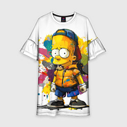 Платье клеш для девочки Рисунок красками Барт Симпсон, цвет: 3D-принт