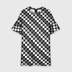 Детское платье Белый серый горох на черном ретро