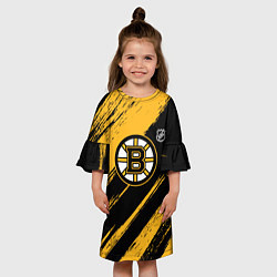 Платье клеш для девочки Бостон Брюинз - брызги краски, цвет: 3D-принт — фото 2