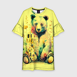 Платье клеш для девочки Медведь с узорами в стиле Климта, цвет: 3D-принт