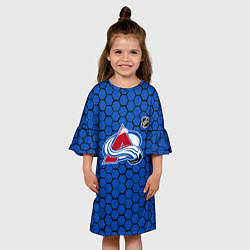Платье клеш для девочки Колорадо Эвеланш - синие соты, цвет: 3D-принт — фото 2