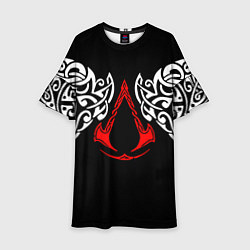 Платье клеш для девочки Силуэт ворона - Aссасинс Крид, цвет: 3D-принт