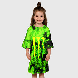 Платье клеш для девочки Monster energy кислотное лого, цвет: 3D-принт — фото 2