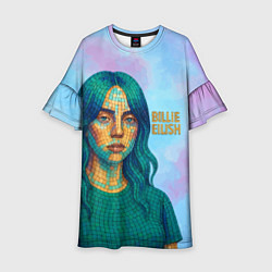 Платье клеш для девочки Билли Айлиш из мозаики, цвет: 3D-принт