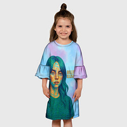 Платье клеш для девочки Билли Айлиш из мозаики, цвет: 3D-принт — фото 2