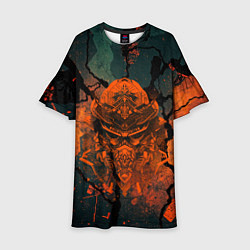 Платье клеш для девочки Шлем кибернетического самурая, цвет: 3D-принт