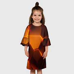 Платье клеш для девочки Оранжевые объемные пластины, цвет: 3D-принт — фото 2