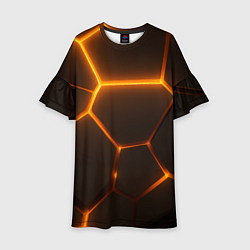 Платье клеш для девочки Оранжевое свечение текстура, цвет: 3D-принт