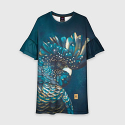 Платье клеш для девочки Попугай акварельный - big picture, цвет: 3D-принт