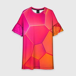 Платье клеш для девочки Розово-оранжевые плиты, цвет: 3D-принт