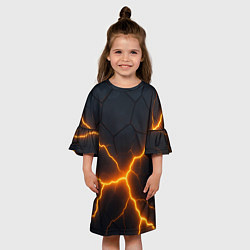 Платье клеш для девочки Молнии и черные плиты, цвет: 3D-принт — фото 2