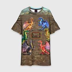 Платье клеш для девочки HOMM3 Dragons Battle 2, цвет: 3D-принт